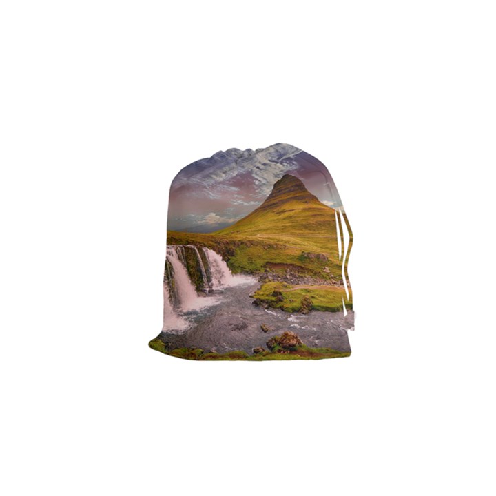 Nature Mountains Cliff Waterfall Drawstring Pouches (XS) 