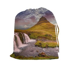 Nature Mountains Cliff Waterfall Drawstring Pouches (XXL)