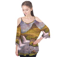 Nature Mountains Cliff Waterfall Flutter Tees