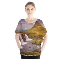 Nature Mountains Cliff Waterfall Blouse