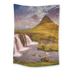 Nature Mountains Cliff Waterfall Medium Tapestry