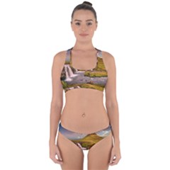 Nature Mountains Cliff Waterfall Cross Back Hipster Bikini Set