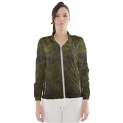 Green Background Texture Grunge Wind Breaker (women) by Celenk