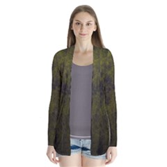 Green Background Texture Grunge Drape Collar Cardigan by Celenk