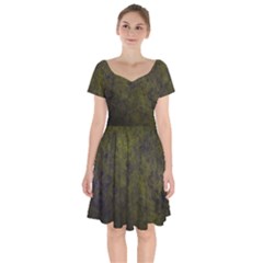 Green Background Texture Grunge Short Sleeve Bardot Dress by Celenk