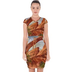 Canyon Desert Rock Scenic Nature Capsleeve Drawstring Dress  by Celenk