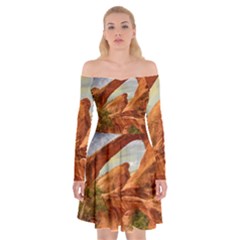 Canyon Desert Rock Scenic Nature Off Shoulder Skater Dress by Celenk