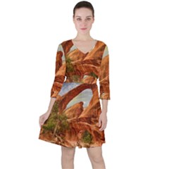 Canyon Desert Rock Scenic Nature Ruffle Dress by Celenk