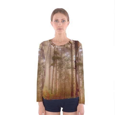 Forest Trees Wood Branc Women s Long Sleeve Tee by Celenk