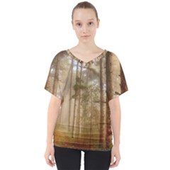 Forest Trees Wood Branc V-neck Dolman Drape Top