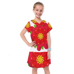 Red Petals Kids  Drop Waist Dress