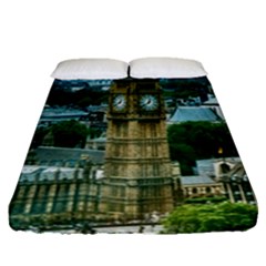 London England City Landmark Fitted Sheet (queen Size) by Celenk