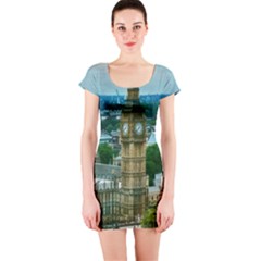 London England City Landmark Short Sleeve Bodycon Dress by Celenk