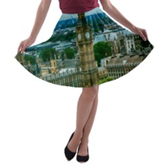 London England City Landmark A-line Skater Skirt by Celenk