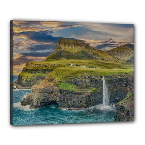 Coastline Waterfall Landscape Canvas 20  X 16  by Celenk