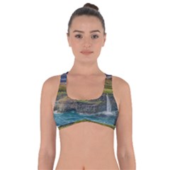 Coastline Waterfall Landscape Got No Strings Sports Bra by Celenk