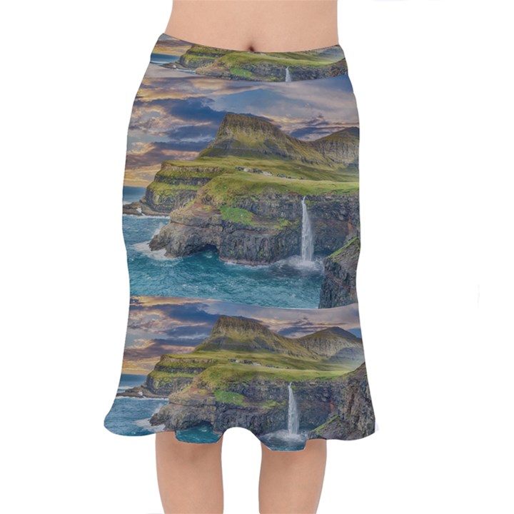 Coastline Waterfall Landscape Mermaid Skirt