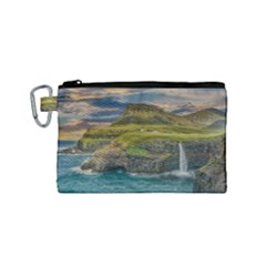 Coastline Waterfall Landscape Canvas Cosmetic Bag (small) by Celenk