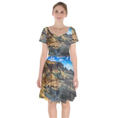 Nature Landscape Mountains Outdoor Short Sleeve Bardot Dress by Celenk