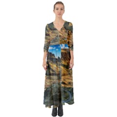 Nature Landscape Mountains Outdoor Button Up Boho Maxi Dress by Celenk