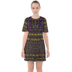 Hot As Candles And Fireworks In Warm Flames Sixties Short Sleeve Mini Dress by pepitasart