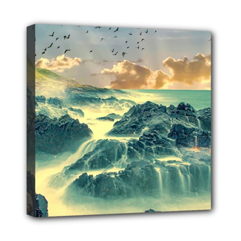 Coastline Sea Nature Sky Landscape Mini Canvas 8  X 8  by Celenk