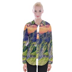 Waterfall Landscape Nature Scenic Womens Long Sleeve Shirt