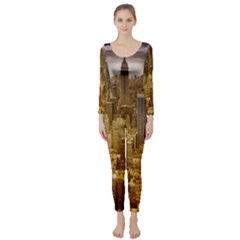 New York Empire State Building Long Sleeve Catsuit by Celenk