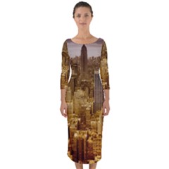 New York Empire State Building Quarter Sleeve Midi Bodycon Dress by Celenk