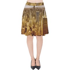 New York Empire State Building Velvet High Waist Skirt by Celenk