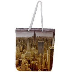 New York Empire State Building Full Print Rope Handle Tote (large)