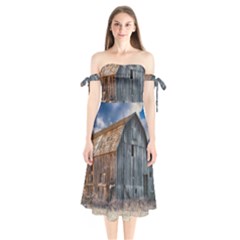 Banjo Player Outback Hill Billy Shoulder Tie Bardot Midi Dress by Celenk