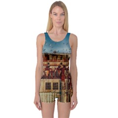 Ruin Abandoned Building Urban One Piece Boyleg Swimsuit by Celenk