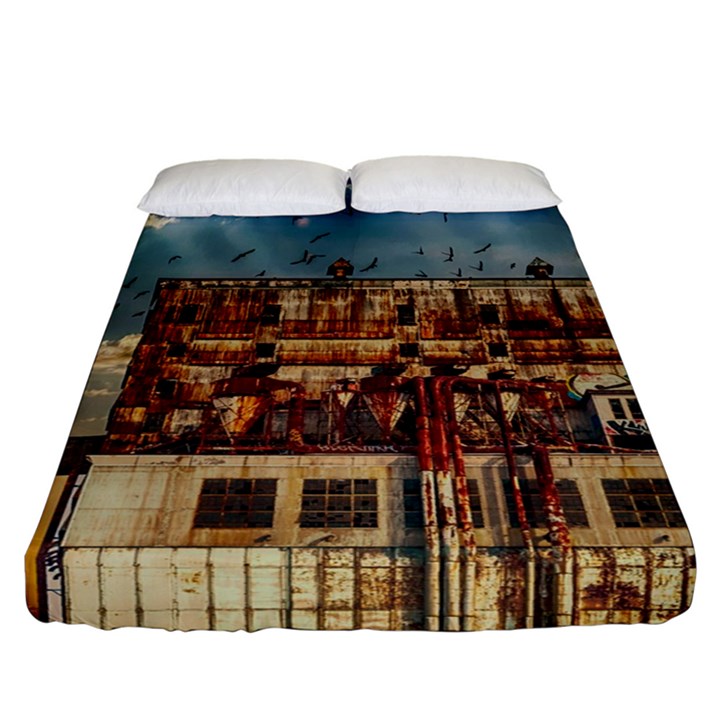 Ruin Abandoned Building Urban Fitted Sheet (California King Size)