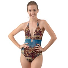 Ruin Abandoned Building Urban Halter Cut-out One Piece Swimsuit