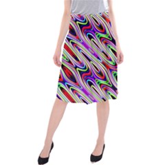 Multi Color Wave Abstract Pattern Midi Beach Skirt