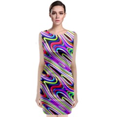 Multi Color Wave Abstract Pattern Classic Sleeveless Midi Dress by Celenk