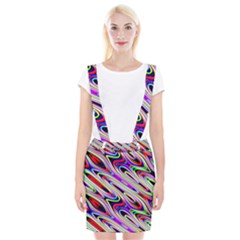 Multi Color Wave Abstract Pattern Braces Suspender Skirt