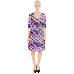 Multi Color Wave Abstract Pattern Wrap Up Cocktail Dress by Celenk