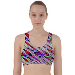 Multi Color Wave Abstract Pattern Back Weave Sports Bra by Celenk