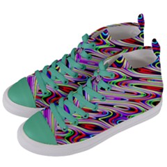 Multi Color Wave Abstract Pattern Women s Mid-top Canvas Sneakers