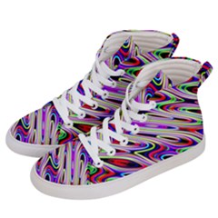 Multi Color Wave Abstract Pattern Women s Hi-top Skate Sneakers