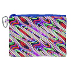 Multi Color Wave Abstract Pattern Canvas Cosmetic Bag (xl)