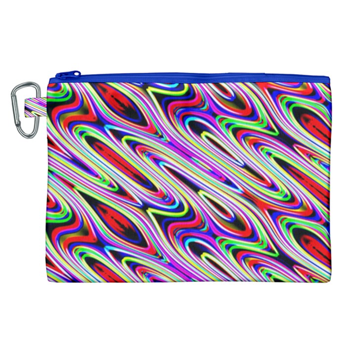 Multi Color Wave Abstract Pattern Canvas Cosmetic Bag (XL)