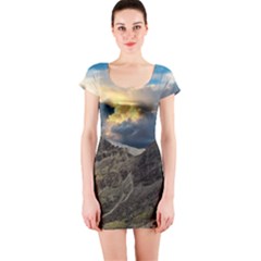 Landscape Clouds Scenic Scenery Short Sleeve Bodycon Dress by Celenk