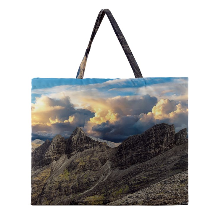 Landscape Clouds Scenic Scenery Zipper Large Tote Bag