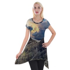 Landscape Clouds Scenic Scenery Short Sleeve Side Drop Tunic