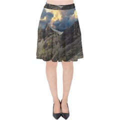 Landscape Clouds Scenic Scenery Velvet High Waist Skirt by Celenk