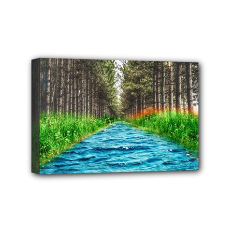 River Forest Landscape Nature Mini Canvas 6  X 4  by Celenk