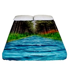 River Forest Landscape Nature Fitted Sheet (queen Size) by Celenk